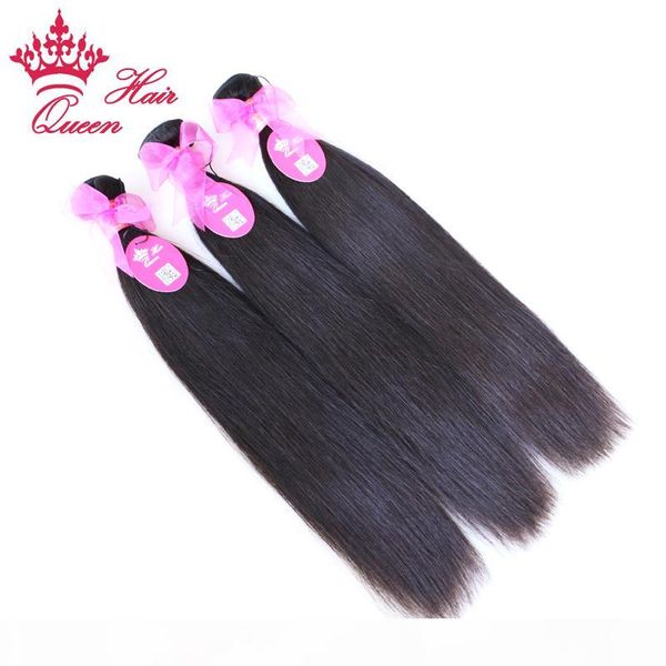 

queen hair dhl natural straight virgin brazilian human hair mixed length,3pcs lot 8"-28" no shedding firm weft, Black
