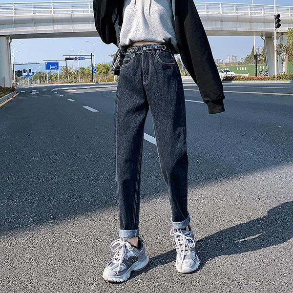 

guuzyuviz loose harem jeans woman plus size denim pants high waist jeans trousers casual vintage korean ladies jean femme, Blue