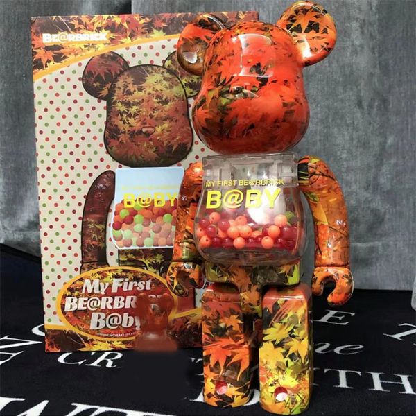 

400% 28cm bearbrick the abs maple leaf fashion bear chiaki figures toy for collectors be@rbrick art work model decoration toys gift