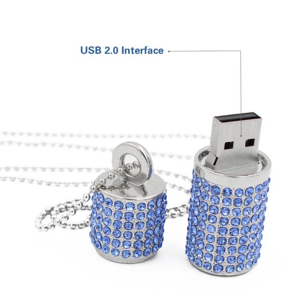 USB flash drive 4g 8g 16g pendrive 32g pen drive u disco USB 2.0 drive irlandês diamante de diamante de cristal de memória colar vara