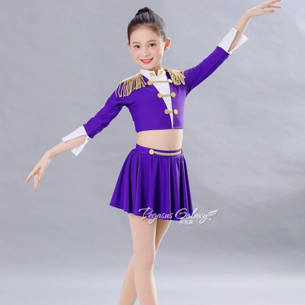 

stage wear h2678 children latin dancing skirt two-piece set jazz dance clothes girls professional performance competition, Black;red