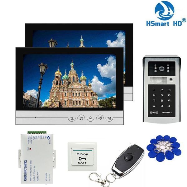 

video door phones wired 9" phone doorbell intercom entry 2 lcd system + ir rfid code keypad camera remote 1
