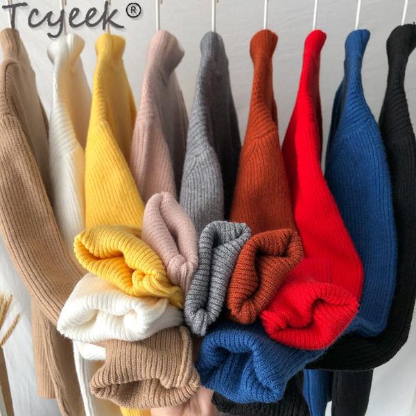 

tcyeek winter men's sweater streetwear oversized turtleneck pullover men clothing 2020 korean plus size pull homme hiver yx2020, White;black