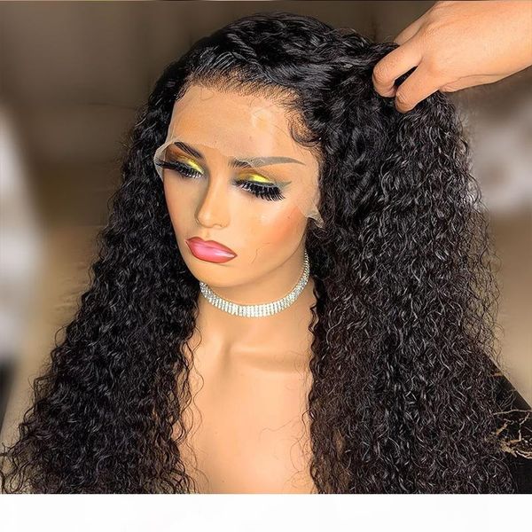 

13x6 deep part curly lace front wig with baby hair pre plucked brazilian virgin human hair wigs for black women 9a, Black;brown