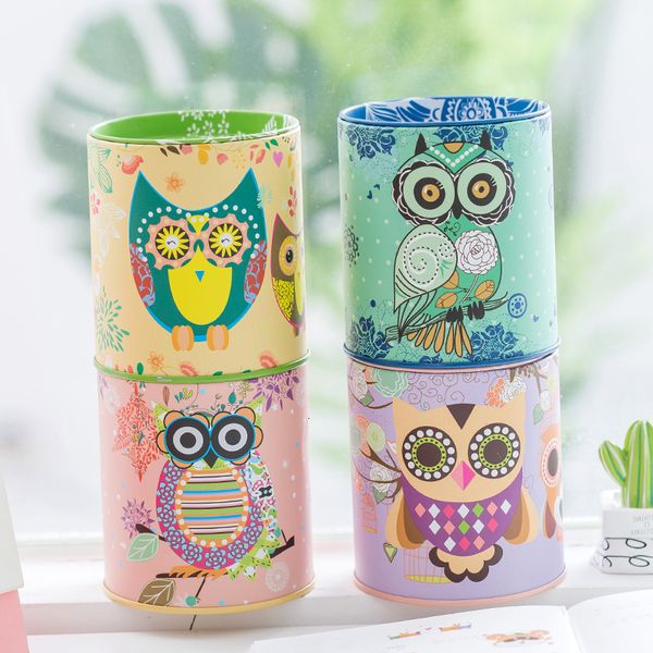 

owl cartoon pen holder vase color pencil box makeup brush stationery desk set tidy design piggy bank christmas gift