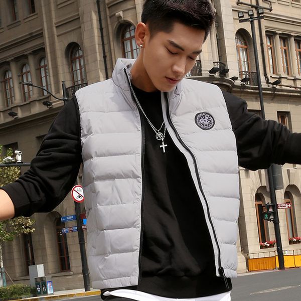 

man thick duck down vest men sleeveless outerwear autumn winter fashion coat windproof warm waistcoat, Black