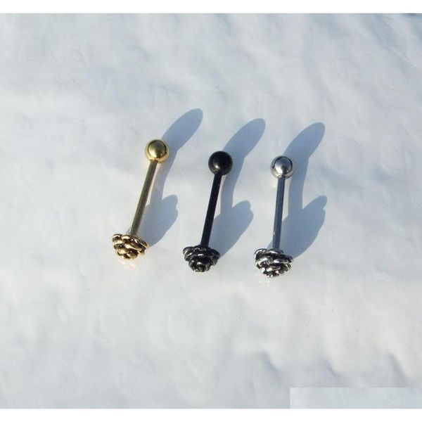 

trendy punk gold black silver 14g titanium steel rose flower tongue rings tongue nail barbell ring nipple body pi jlltjc yummy_shop