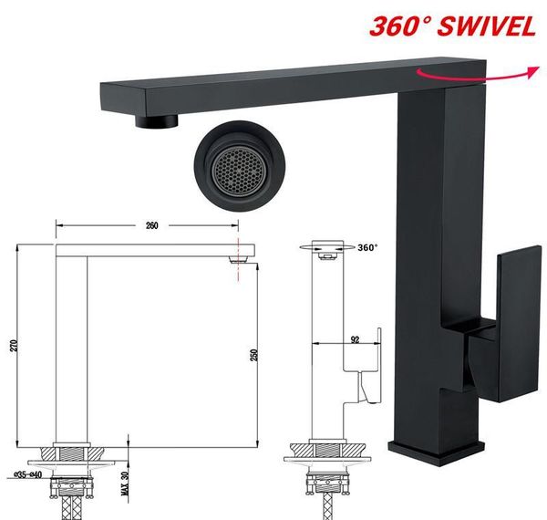 

wholesale 5 year warranty solid brass mae black kitchen swivel spout single handle sink fa jlloaf dh_niceshop