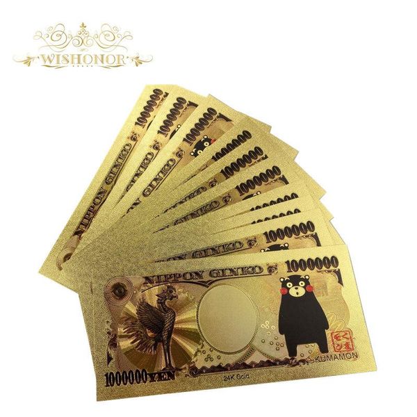 

10шт лот nice кума 999999 кумамон коллекционная япония +1000000 yen gold банкнота для сбора 10шт лот nice bbyvsp homebag
