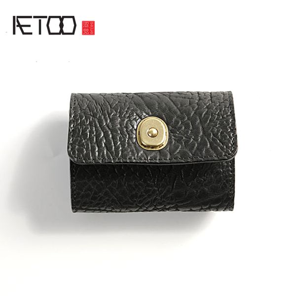 

hbp aetoo handmade real pickup bag, ox-strong bold cow leather card bag, large-capacity small wallet, Brown;gray