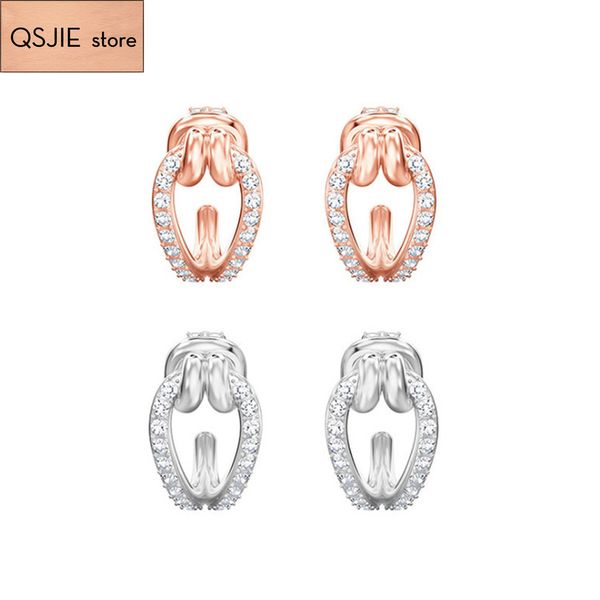 

qsjie swa continuous twist european and american women adornment fashion earrings charming fashion jewelry, Golden;silver