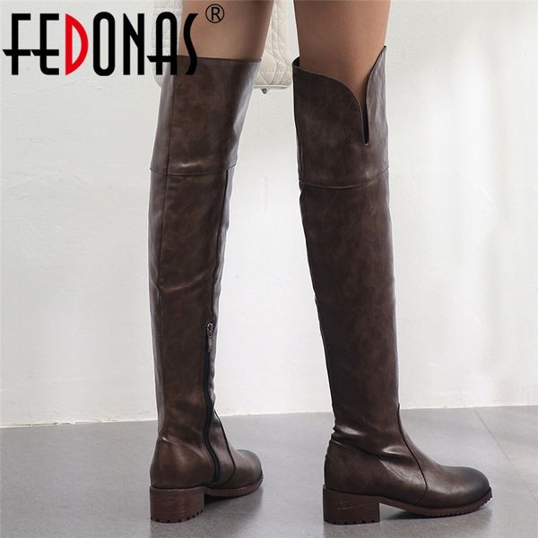 

fedonas 2020 autumn winter warm long boots microfiber leather women over the knee boots zipper high heels night club shoes woman lj201130, Black