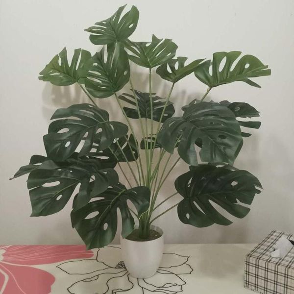 

80cm18 глава искусственное большой пальмовое дерево отделение тропических зеленых растений редкие монстера bunch магазин flower hotel office