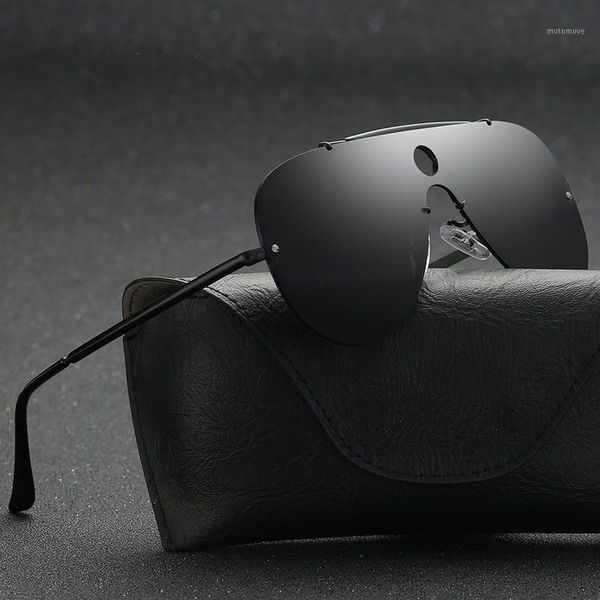 

sunglasses 2021 oversized pilot men brand rimless polarized lens sun glasses male homme lunettes de soleil uv4001, White;black