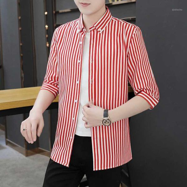 

2020 men's striped printing hawaiian shirt shorts sleeve slim casual youth shirt camisa masculina mens fashion shirts -4xl1, White;black