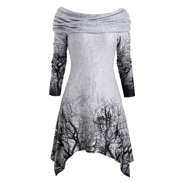 

blouse women shirt women halloween tree print convertible collar asymmetrical knitwear cloak z4, White