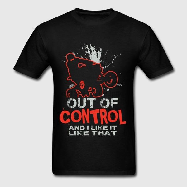 

повседневная мужчины tshirt с коротким рукавом atv quad out of control t shirt basic solid fit камиза 100% хлопка tee top спорта с капюшоном