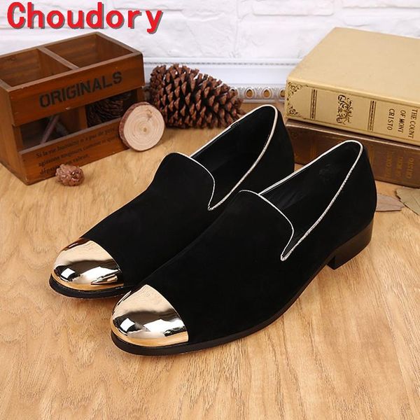 

men leather wedding shoes purple cool metal toe men loafers casual shoes comfort slip on flock singer zapatos hombre, Black