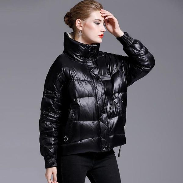

winter oversized waterproof 90% white duck down coat female thicker warm down jacket stand collar thick warm parkas f379, Black