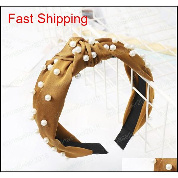 

fashion knot turban headband elastic hairband pearl hair accessories girls no slip stay knotted head ba jllxfs yy_dhhome, Silver