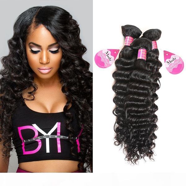 

wholesale 8a brazilian virgin hair deep wave 3 bundles per lot peruvian malaysian human hair weave extensions 8-28inch ing, Black