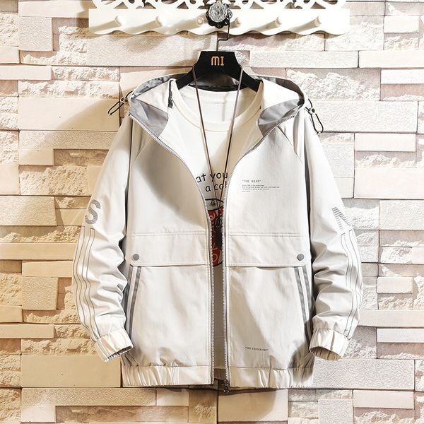 

2021 new janpan style bigger pocket white black spring autumn jacket men's streetwear clothes plus asian oversize m-5xl kifp, Black;brown