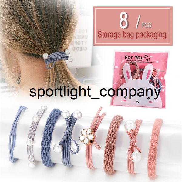 

100/15/8 pcs pink black fashion elastic hairbands for women girls hair band knot pearl headbands set hair accessories 2020, Slivery;white