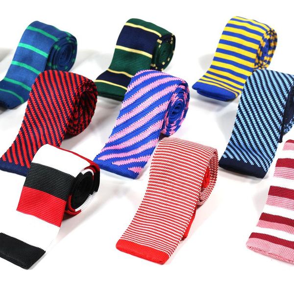 

striped knitted mens ties polyester knit necktie for men party business brand handmade neck tie, Black;gray