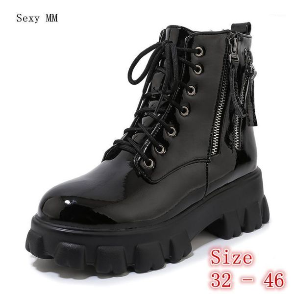 

boots spring autumn winter flat shoes women snow ankle lace up woman short plus size 32 33 - 40 41 42 43 44 45 46 botas1, Black