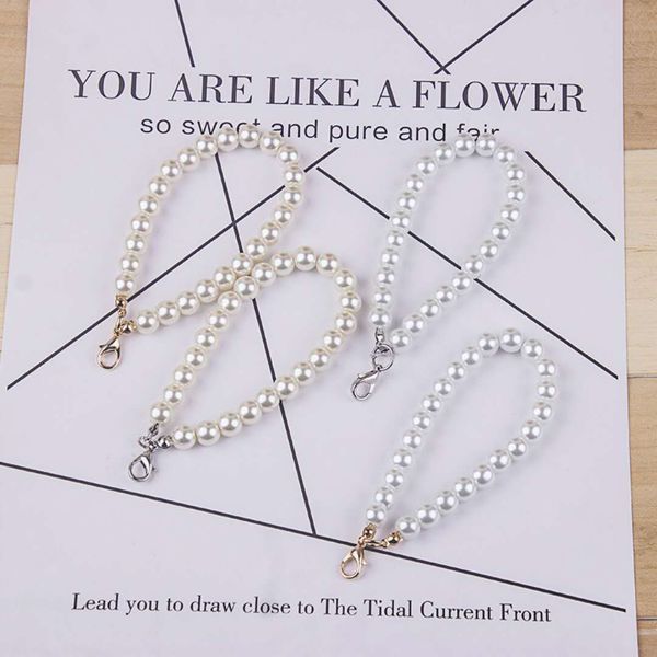 

wholesale pearl handmade beaded keychain accessories female diy mobile phone alloy bracelet, Silver