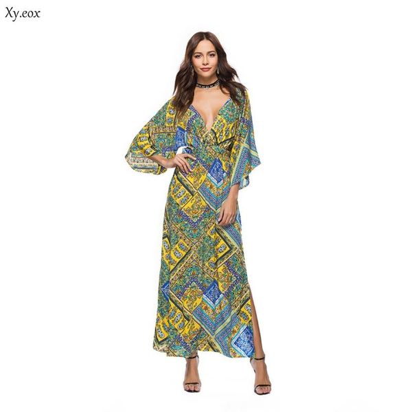 

office lady v-neck three quarter sleeve open back fasten printed women's dress casual fashion comfortable dress, Black;gray
