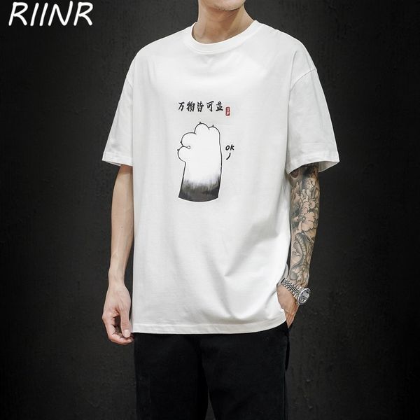

sport riinr 2020 new summer cute printed chinese element cotton t-shirt three colors large size m-5xl