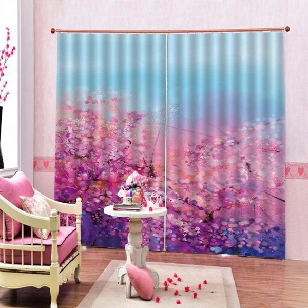 

flowers oil painting printed window curtains for living room bedroom curtain frabic polyester drapes 2 panels with hooks1