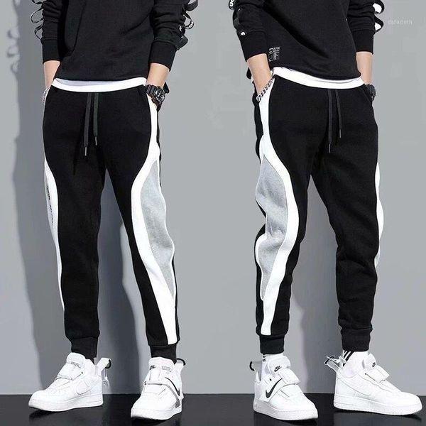 

men's sweatpants large size 5xl 100kg male hip hop khaki black pockets joggers pants man korean sweatpants youthful vitality1