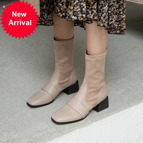 

2021 the new casual square style toe ankle fashionable black asco strain medium with thick heels motorcycle boots women's shoes gcip