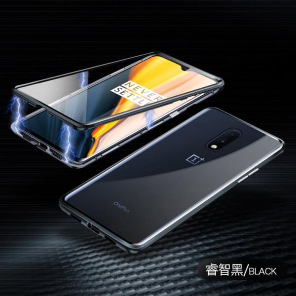 

double side 360 full protection metal magnetic glass case for oneplus 7 7t pro phone case for oneplus 6 6t case h wmtisd