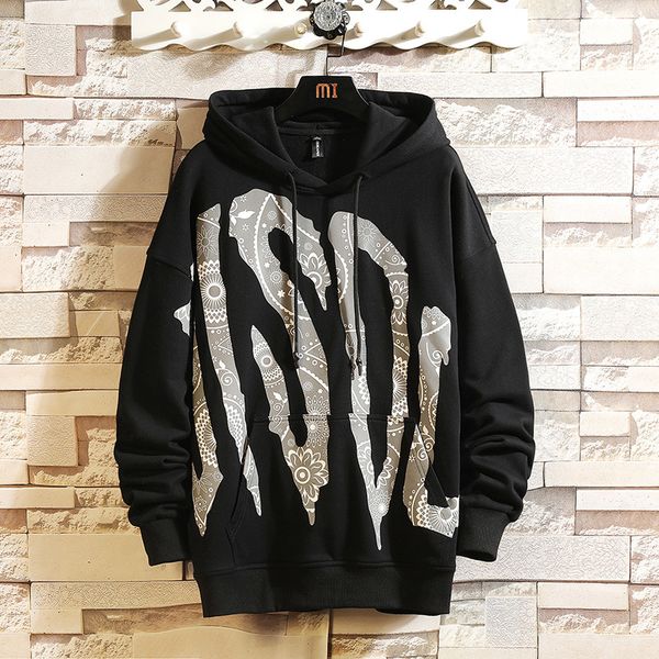 

2021 men wings printed hoodies angel autumn new men's hooded sweatshirts man fashion casual pullovers x8cb, Black
