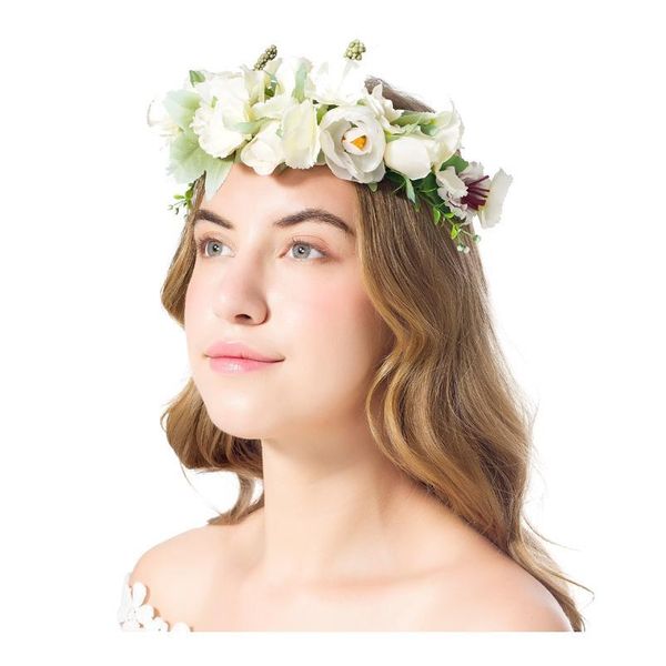 

women rose flower wreath festival wedding girls party floral garlands crown floral halo with ribbon bridesmaid flow qyleyq