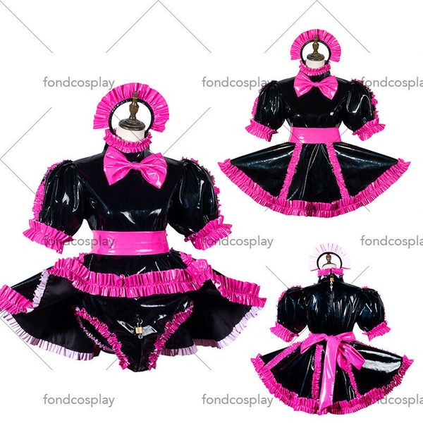

new sissy maid пвх платье винил равномерная cd / tv сделанные на заказ косплей, Black