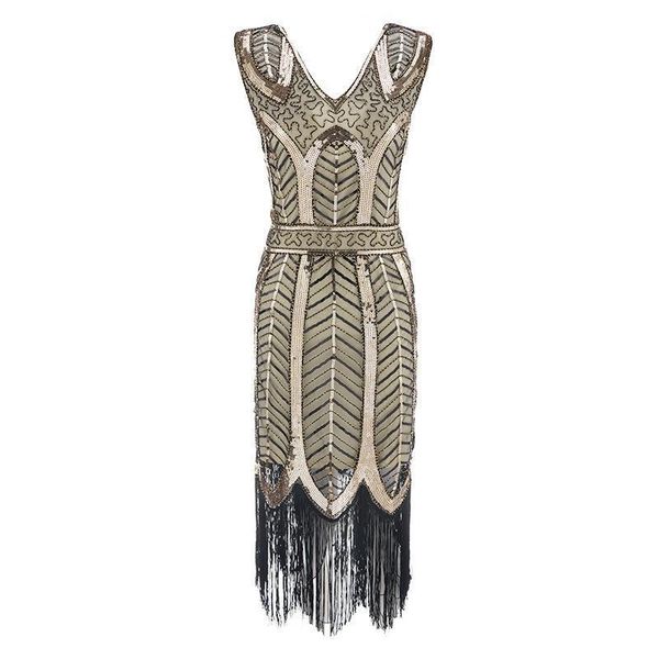 

plus size women's fashion 1920s flapper dress vintage great gatsby charleston sequin tassel 20s party dress, Black;gray