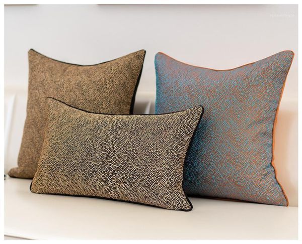 

light luxury 3d dot jacquard contrast color sofa decor cushion cover orange black embroidery pillow cover bed chair pillowcase1