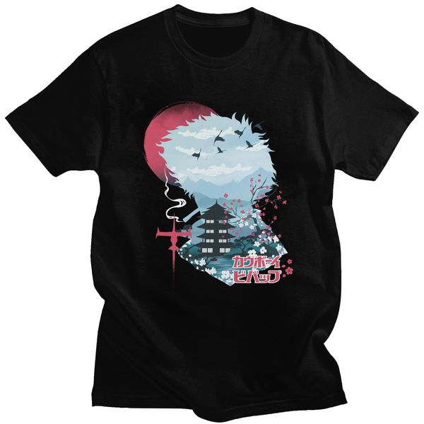 

sport trend ukiyo e space cowboy bebop t-shirt men short sleeved spike spiegel tshirt 100% cotton japanese anime manga tee shirt gift