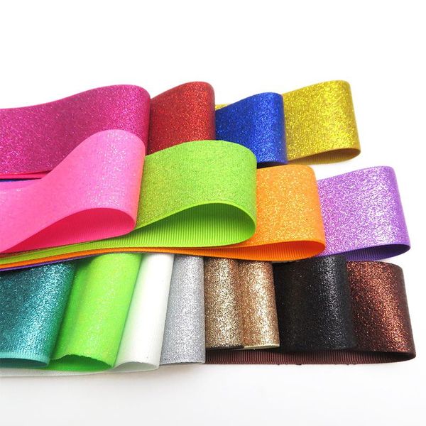 

hair accessories wholesale 3"75mm solid glitter sparkled grosgrain ribbon ribbons thermal transfer wedding, Slivery;white