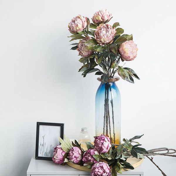 

emulation of peony vintage american living room decoration flower silk flowers1