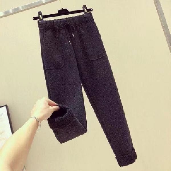 

2021 new autumn of casual wool, women's trousers high waist, low weight weight, trim, straight ankle-length, ninth harlan pants eawg, Black;white