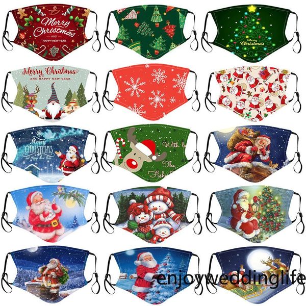 

merry christmas face mask kids santa claus gift snowflake child print cartoon designer face mask breathable dustproof masks fy9244
