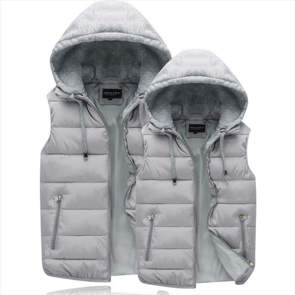 

2021 new women sleeveless jacket winter plus size black hooded vest female slim vest womens windproof warm waistcoat outwear, Black;white
