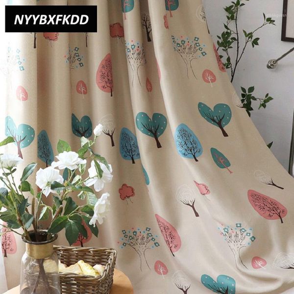 

cartoon trees printed children boy blackout curtains cloth for bedroom living room window treatments tulle cortinas1