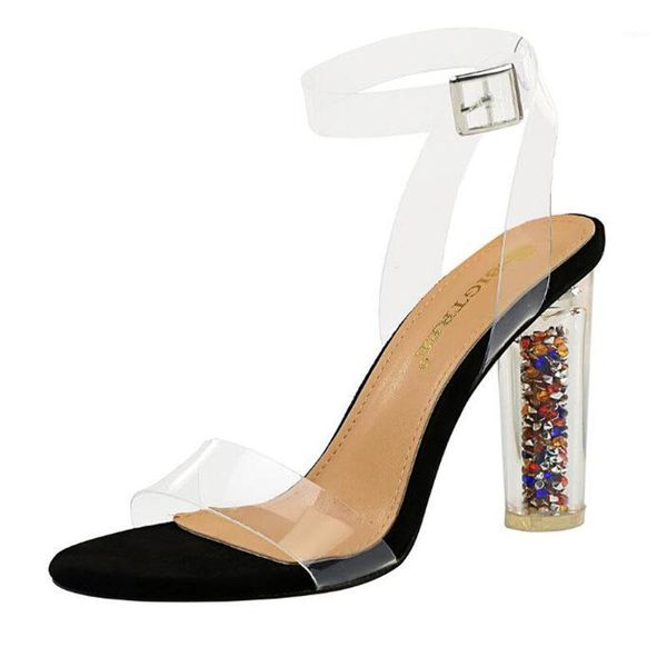 

arrival high heels sandals summer fashion ankle strap pumps casual shoes woman gold bling rhinestone shoes size34-431, Black