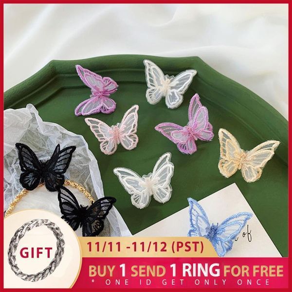 

vogallery black lace butterfly stud earrings women fashion white statement big earrings party summer jewelry earing1, Golden;silver